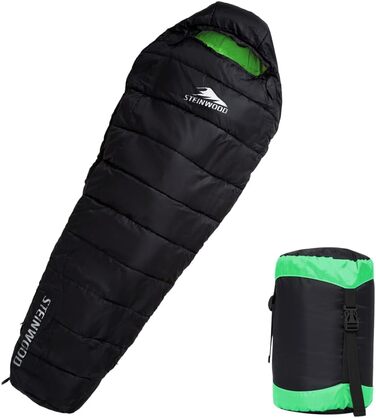 Спальний мішок Steinwood Premium ковдру 3-4 сезони 210см - Outdoor, мішковидний, для гірських хат, літній - оливковий - двосторонній блискавка (3/4 сезони - чорний/зелений - двосторонній блискавка)