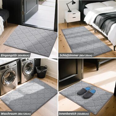 Килимок для входу COSY HOMEER 50x80 см, сірий, антиковзкий, вологостійкий,мийний килимок для дому, кухні, коридору