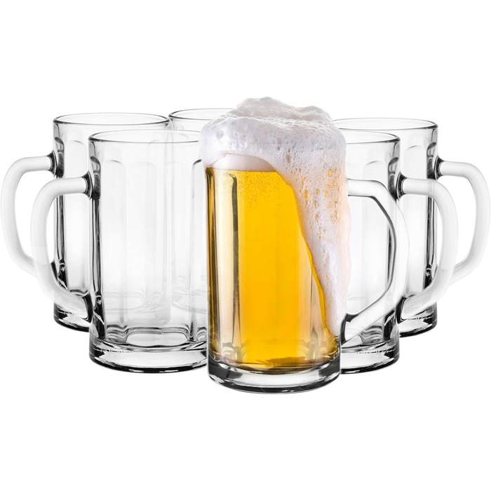 Glasmark Krosno Beer Glass Set - 0.3 Liter Beer Glasses, Beer Mug, Beer Stein, Glasses for Craft Beer, Beer Glass, Drinking Glass, Dishwasher Safe - 6 x 300ML