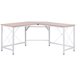 HOMCOM Кутовий стіл L-подібної форми, 150x150x76 см. Кутовий стіл з МДФ натурального кольору для домашнього офісу та кабінету.