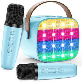 Дитяча караоке-машина з 2 мікрофонами, Bluetooth, світлові ефекти, для дітей 3-12 років
