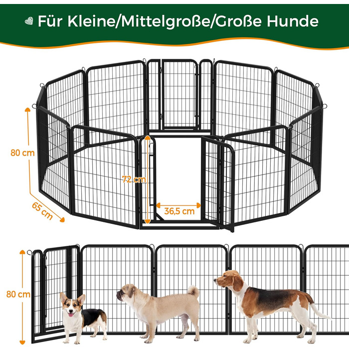 Yaheetech Foldable Dog Playpen - 100cm & 80cm High, 6-Piece/12-Piece, Freestanding Kennel for Indoor & Outdoor Use - No Tools Required