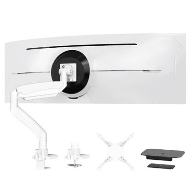 Кронштейн для монітора PUTORSEN Ultrawide 22-57 дюймів, регульований за висотою, настільний тримач до 27 кг, VESA до 200x200 мм, білий