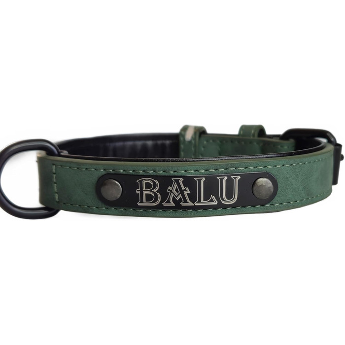 Лідяний нашийник для собак та котів з гравіюванням імені, зелений (L)