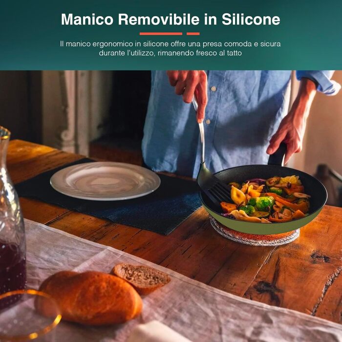 Набір антипригарних сковорідок Avilia (4 шт., 16-28 см) з покриттям AM Salus Hard System, ізольовані ручки, Made in Italy