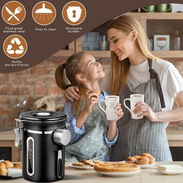 Пурпеді Кафедоза: герметичний контейнер для кави з нержавіючої сталі 1,8L, для кавових зерен, чаю, горіхів, какао, зберігає свіжість