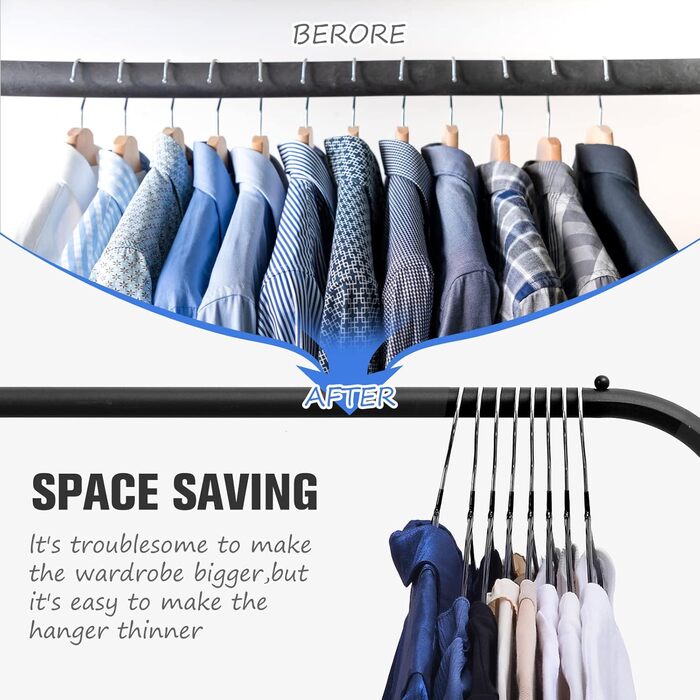 25 шт. Плечики для одягу Rainberg: міцні, гумовані, для шафи та вішалок, чорні