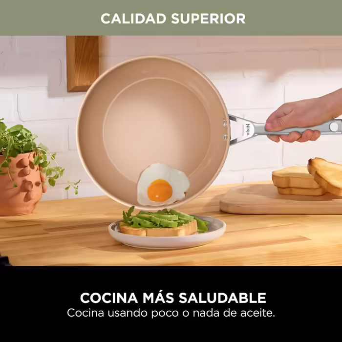 Ninja Extended Life 28cm Ceramic Frying Pan, Non-Stick Coating (No PFAs, PFOA, Lead or Cadmium), Induction Compatible, Stainless Steel Handle, Oven Safe Up to 285°C, CW90028EUUKDB