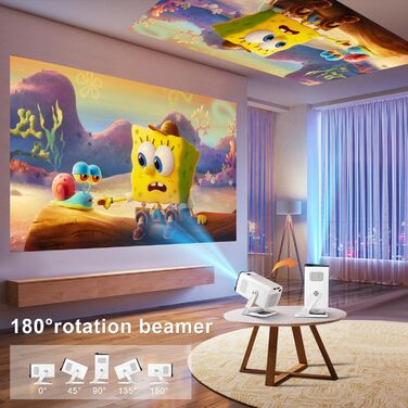Портативний проєктор ZDSSY Beamer 4K з Wi-Fi 6 та Bluetooth 5.4: міні проєктор для домашнього кіно, автоматичне коригування та ручне фокусування, сумісний з PC/TV Stick/USB/PS5 (білий)