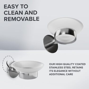 Настінна мильниця з нержавіючої сталі з підставкою та знімним скляним піддоном | для ванної кімнати та кухні