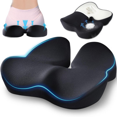 Ортопедична подушка для сидіння з ефектом пам'яті (Memory Foam) для офісного крісла та стільця