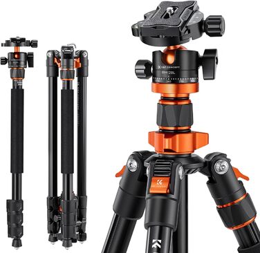 Штатив K&F Concept 200 см з алюмінію для камери, K234A7(S210), з моноподом, поворотний на 360°, з швидкозахоплювальною платформою для Canon, Nikon, Sony, Olympus, вантажопідйомність 10 кг