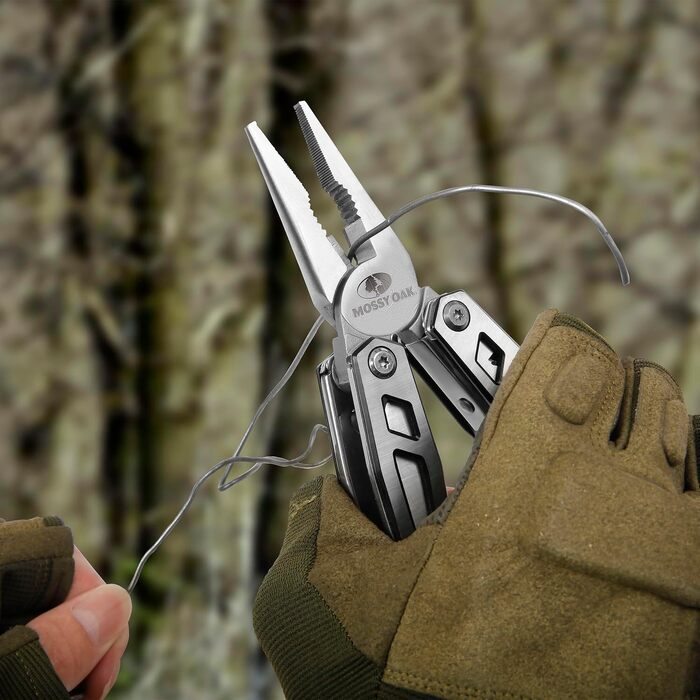 Mossy Oak 21-in-1 Multi-Tool - Stainless Steel Pocket Knife & Multi-Function Tool for Camping, Hiking & Repair - Includes Pouch