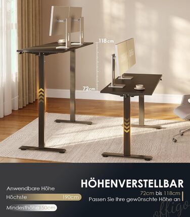 OffiGo Height Adjustable Electric Standing Desk - Ergonomic Computer Desk with Memory Function - Modern White Standing Desk for Home & Office (120x54cm)