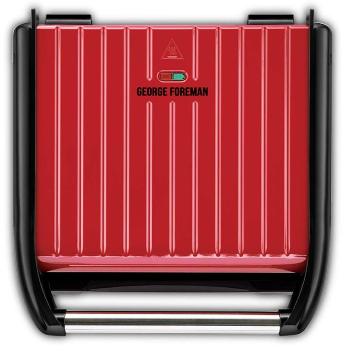 George Foreman Contact Grill & Panini/Sandwich Maker - 24x17cm, 3-Portion Size - Steel Red - Reduces Up to 42% Fat