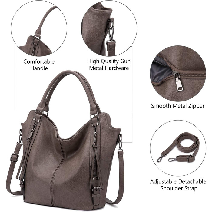 Комплект жіночих сумок Realer: шкіряна сумка-шопер, сумка на плече, гаманець Taupe L (бежевий)