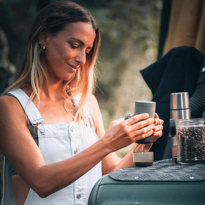 WACACO Minipresso GR2, Outdoor Espresso Machine Compatible Ground Coffee, Mini Coffee Machine 18 Bar Manual Operation, Camping Coffee Machine for Travel, Ultra-Compact for Travel