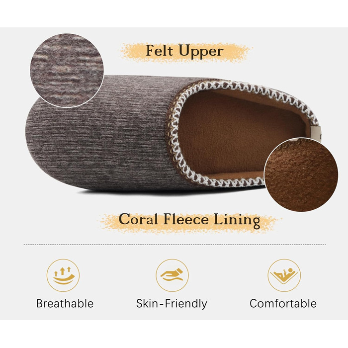 Чоловічі пантолетки COFACE з м'якою піною Memory Foam, зручні шльопанці для дому та вулиці (колір кавовий, 46 EU)