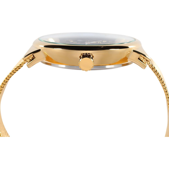 Чоловічий механічний годинник FORSINING з тонким корпусом та браслетом зі сталі (Золотий)