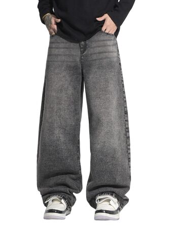 Чоловічі джинси Zewool Baggy Y2K сірі (H10 Grau, XS) - широкі, в стилі Hip Hop, зручні для скейтбордингу