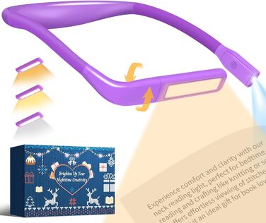 LED лампа на шию для читання Buch - 3 кольори, фіолетова. Лампа для читання в ліжку, в'язання, рукоділля. Подарунок для чоловіків.