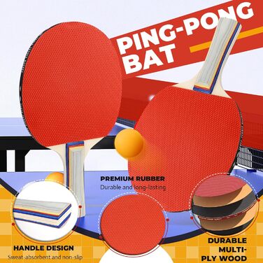 Набір для настільного тенісу CHRI: 2 ракетки, сітка, 6 м'ячів, сумка. Підходить для дітей та дорослих