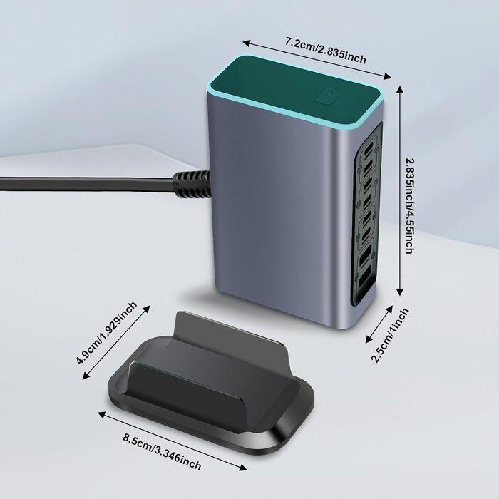 Зарядний пристрій USB 240W, 6 портів: 4xUSB + 2xUSB-A для MacBook, iPad, iPhone, Samsung (швидка зарядка)