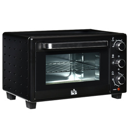 HOMCOM міні-піч 21Л, 3 режими приготування, 100°C-230°C, 1400W, нержавіюча сталь & скло, чорний+срібний, 46,4x38x28,5 см | Aosom