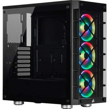 Корпус для ПК Corsair iCUE 465X RGB Mid-Tower ATX, загартоване скло, 3 вентилятори LL120 RGB, білий