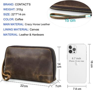 CONTACT'S Family Cable Organizer Bag, Cable Bag Organizer Leather, Leather Electronic, Tech Pouch, Leather Cable Bag