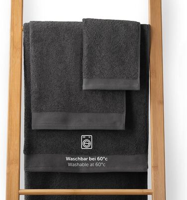 Набір рушників Blumtal Premium Frottier, 6 шт., 100% бавовна, сертифікат Oeko-TEX, 50x100 см, ультрапоглинаючі, сірий антрацит, прання до 60°C