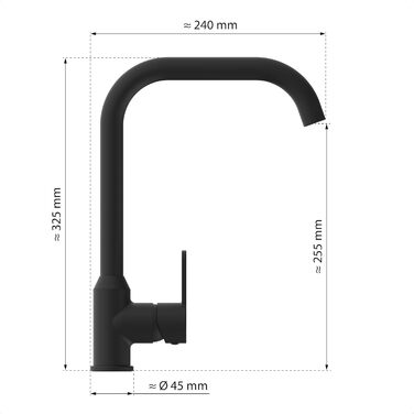 Кран кухонний гнучкий EISL Flexo з нержавіючої сталі/чорний, з високим виливом та м'яким шлангом, поворотний на 360 градусів, NI186FLNIB