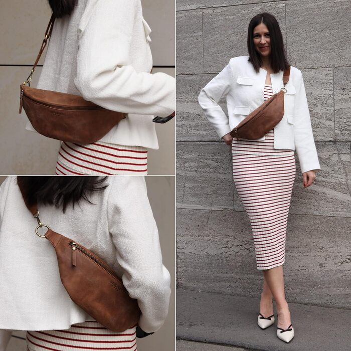 Чоловіча/Жіноча сумка через плече Berliner Bags Preiu Bauchtasche, сумка на пояс, шкіряна, кросбоді, для чоловіків та жінок (Camel, XL)