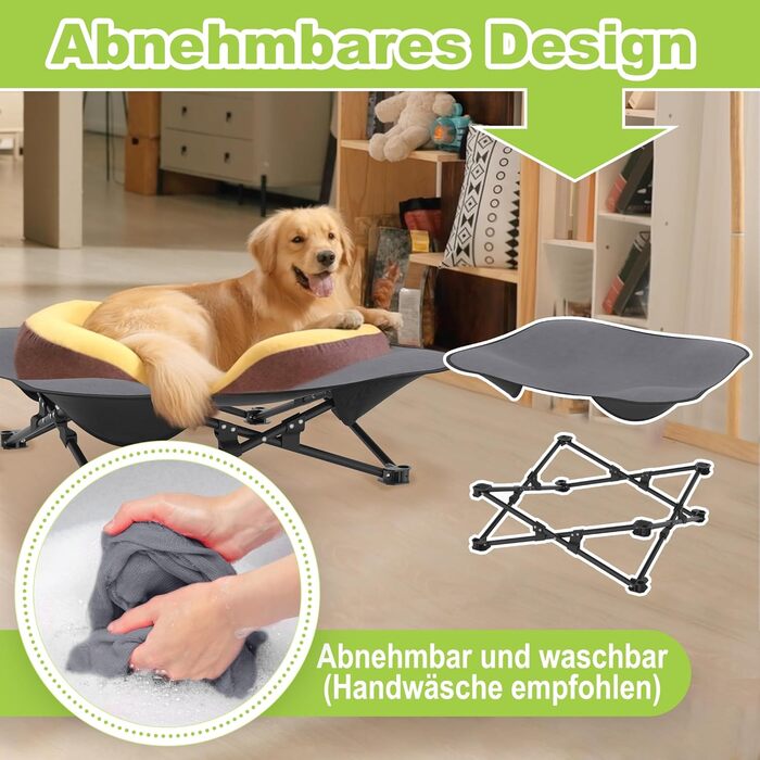 Зручне складане ліжко для собак - дихаюче, підняте, для собак до 60 кг, ідеально для кемпінгу та саду, Outdoor/Indoor, 87 x 87 x 33 см