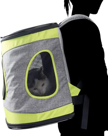 Складана переносна переносна коробка для собак і котів. Транспортна сумка для автомобіля та авіаперельотів. Рюкзак для тварин, сірий та техногортий колір.