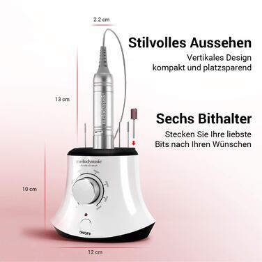 Електричний фрезер для нігтів MelodySusie 30000 об/хв: професійний набір для манікюру та педикюру з педалем, для гелю та акрилу, білий