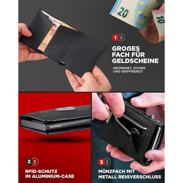 SF SCOFIELD Duality Magflip Airtag Wallet with Coin Pocket | Wallet for 8-9 Cards | Men's Wallet with RFID Protection | Slim Wallet | Smart Wallet | Card Holder with Air Tag Compartment | Wallet