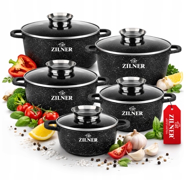 Набір каструль Zilner з мармуровим покриттям, алюмінієвий, 10 предметів
