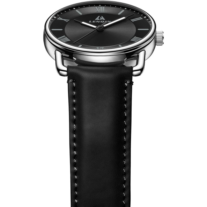 Годинник чоловічий LN LENQIN вологостійкий військовий з комфортним ремінцем, спортивний, чорний