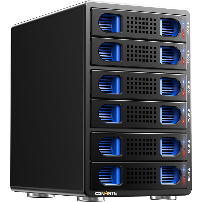 Корпус для жорстких дисків CENMATE з 6 відсіками (2.5'/3.5') з USB 3.0, DAS, без інструментів