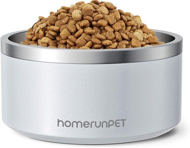 Миска для собак HomeRunPet з нержавіючої сталі з гумовим дном, подвійна ізольована миска для їжі, довговічна, придатна для миття в посудомийній машині, для малих, середніх та великих собак (сталево-блакитний, 1л)