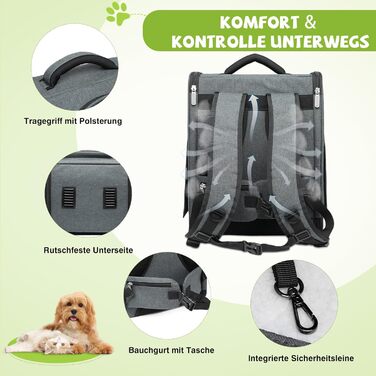 Рюкзак для собак та котів ALLSOPETS - дихаючий, складний, з фіксатором, для подорожей та прогулянок (темно-сірий)