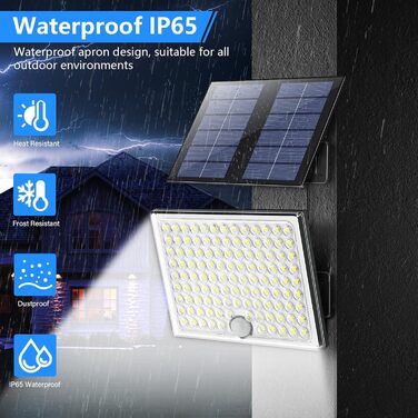 Solar Lights for Outdoors, Solar Light with Motion Sensor, 113 LED Solar Spotlight IP65 Waterproof Solar Split Wall Light with 5m Cable for Garage, Garden, Yard, Steps, Doorways, Lawn - 2 Pack