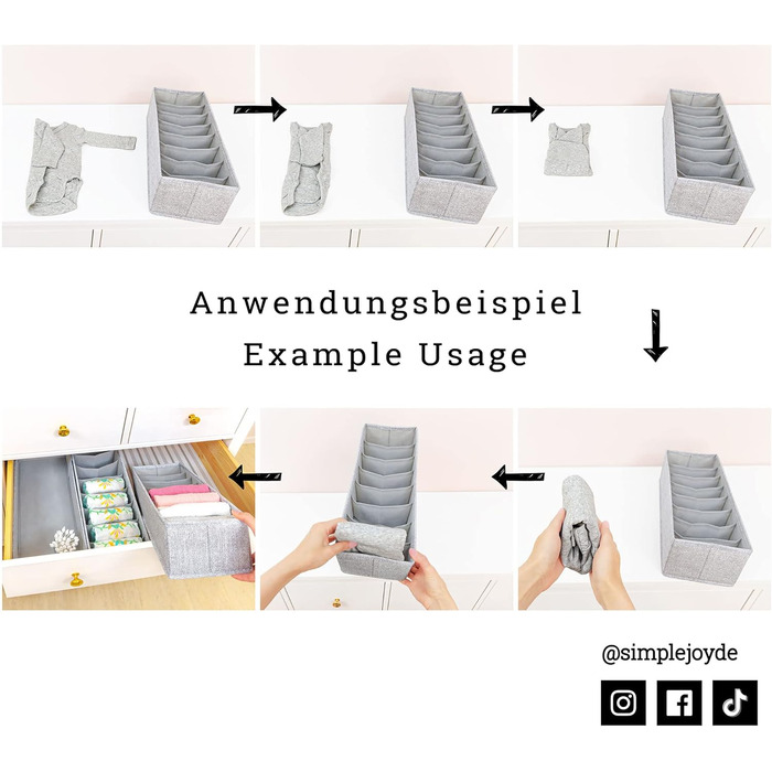 SIMPLE JOY® HEMNES Double Organizer for IKEA HEMNES Double Dresser; THE ORIGINAL; custom fit; Sturdy base; Drawer organization system for baby supplies, baby clothes, socks; 8-piece set