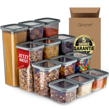 Герметичні контейнери для зберігання продуктів [Набір 12 шт] Антрацит - Складні, економія місця для кухні, банки для круп, контейнери для їжі, набір 12 штук