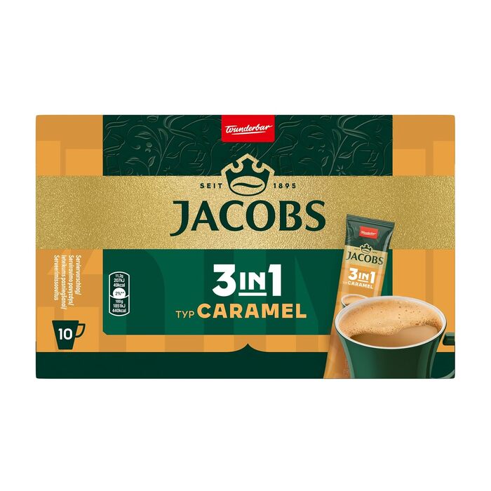 Кава розчинна 3в1 Jacobs карамель, стіки з цукром та вершками, 120 шт x 11.2г (1.34 кг)