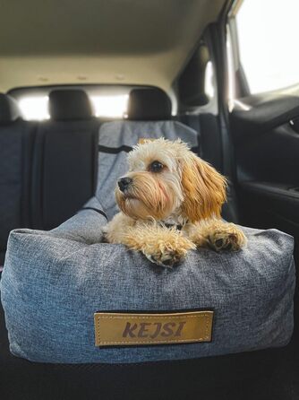 Крісло-ліжко для собак Petsen з іменем, сіре. Зручне автокрісло для собак маленьких порід, автоліжко з ліжком та поводок.