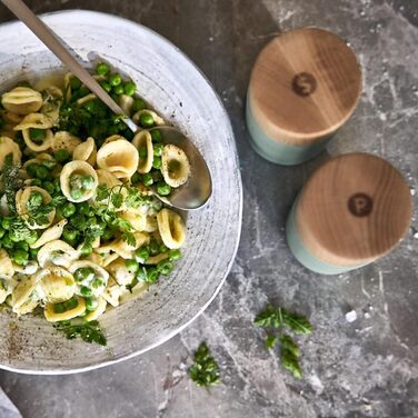 Набір з 2 мельниць для спецій SPRINGLANE: сіль та перець, з буку та бетону, регульований млин з кераміки, скандинавський дизайн (м'ятний)