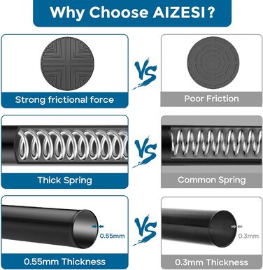 Штанга для душу без свердління AIZESI, 80-160 см, чорна, 1 шт. - регульована телескопічна штанга для вікна, шафи, ванної кімнати