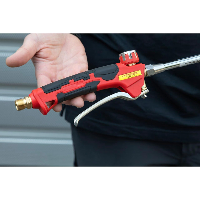 ROTHENBERGER Industrial 2-piece warming torch ECO Piezo incl. 5 m propane gas hose & Piezo ignition | Weed burner | Torch | Gas burner | Flaming tool | Roofing and bitumen sheets | 1500004926